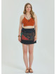Snap Front Patchwork Wrap Black Plus Size Skirt 4689